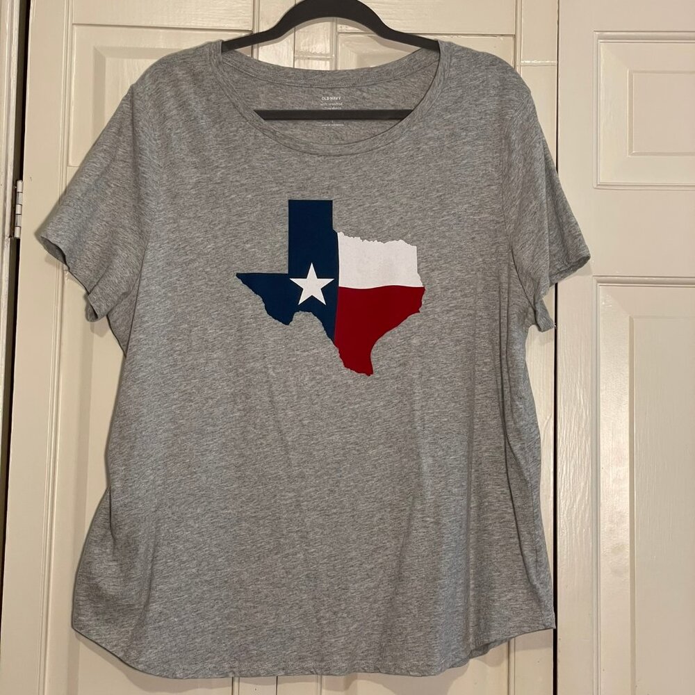 Old Navy Women's Soft-Washed T-shirt Heather Gray Texas - XXL - EUC
